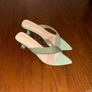 Teal Kitten Heels